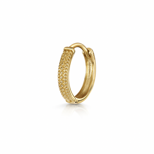9k solid yellow gold bobble huggie earring