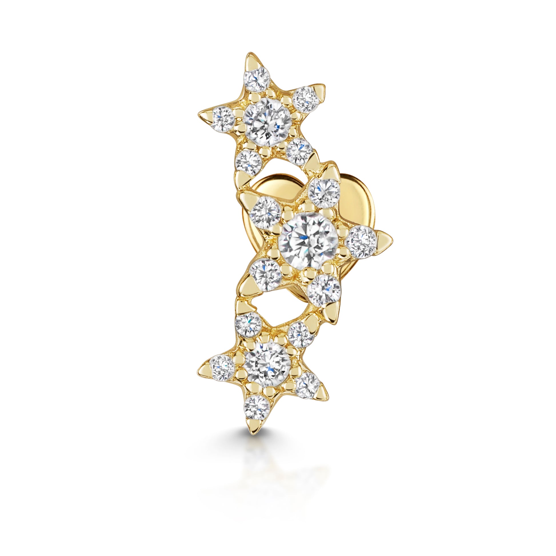 14k solid yellow gold star garland flat back labret stud earring 8mm - LAURA BOND jewellery