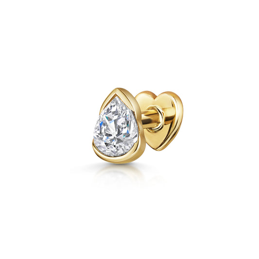 14k solid yellow gold gilded teardrop flat back labret stud earring 8mm - LAURA BOND jewellery