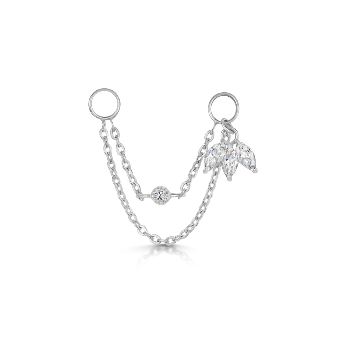 9k solid white gold lotus flower chain charm