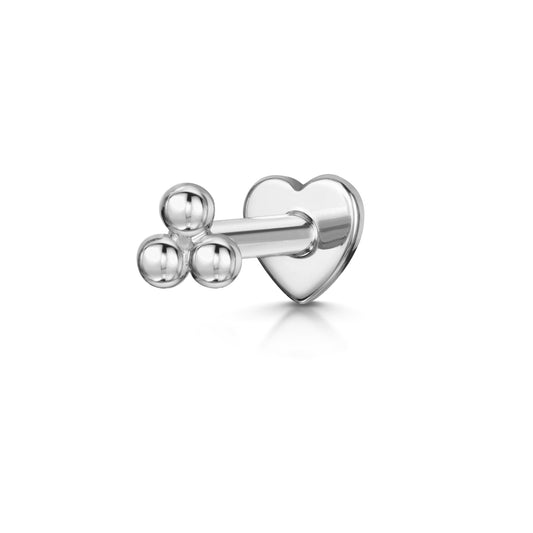 14k solid white gold tri-bead flat back labret stud earring 8mm Cartilage Studs Laura Bond Maria Tash astrid miyu