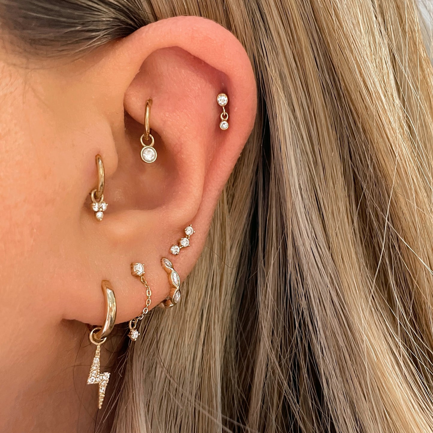 14k solid yellow gold 6mm 18g clicker hoop earring Huggies and Hoops Laura Bond Maria Tash
