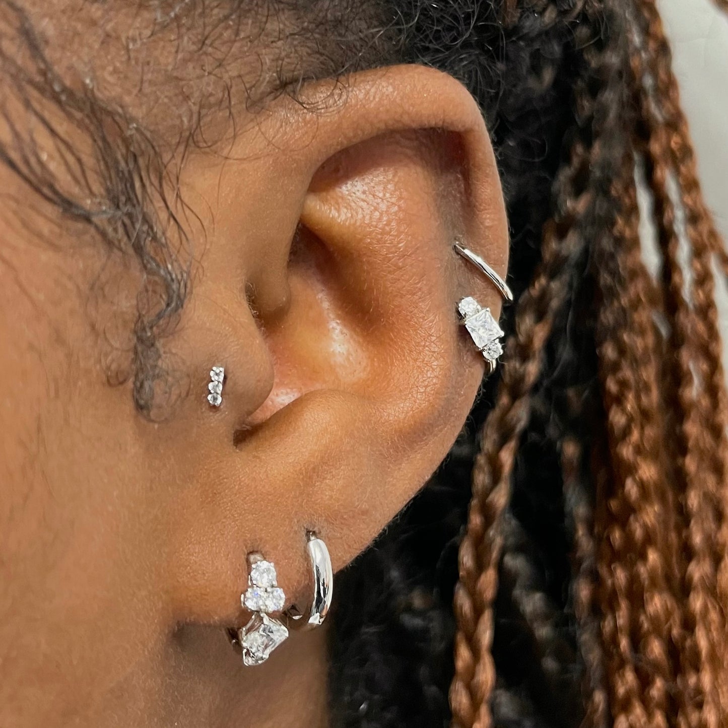9k solid white gold simple huggie earring - LAURA BOND jewellery