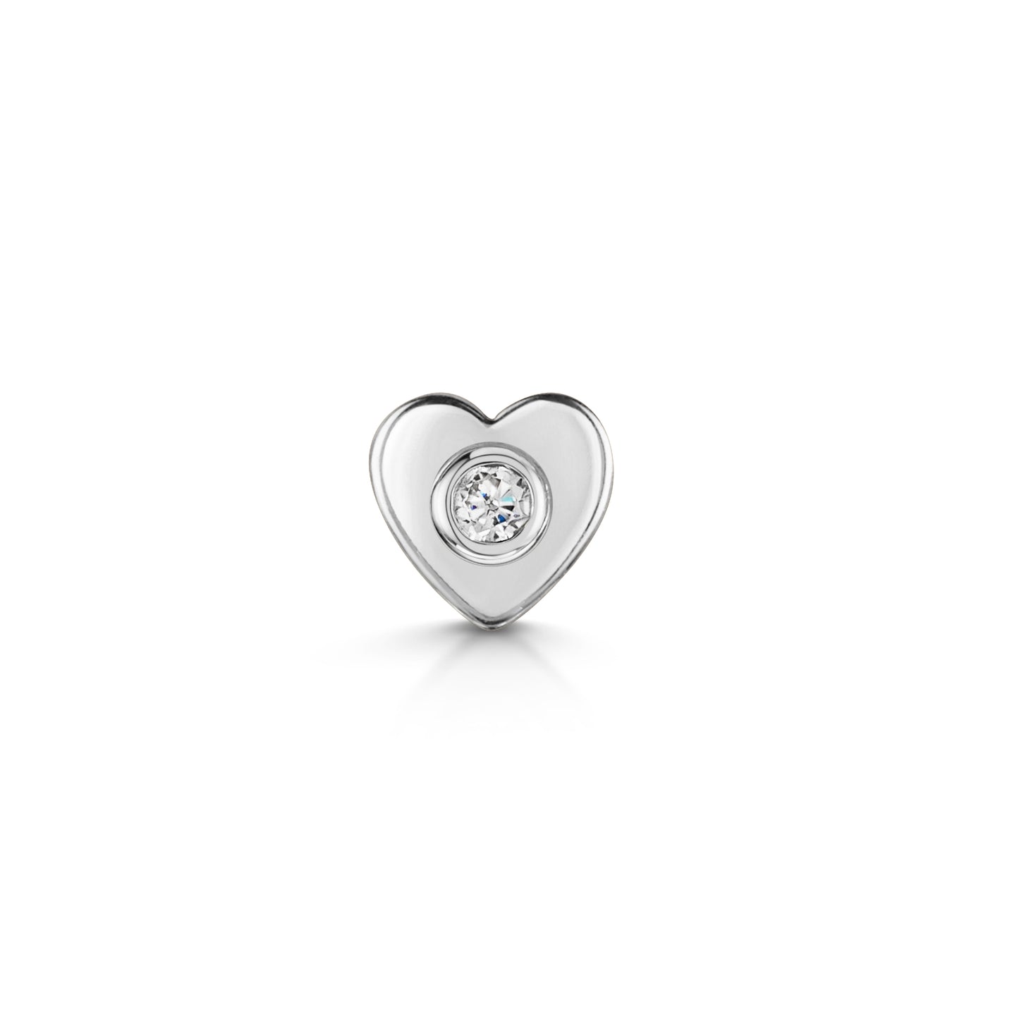 14k solid white gold bezel set tiny crystal gem flat back labret stud earring 8mm - LAURA BOND jewellery