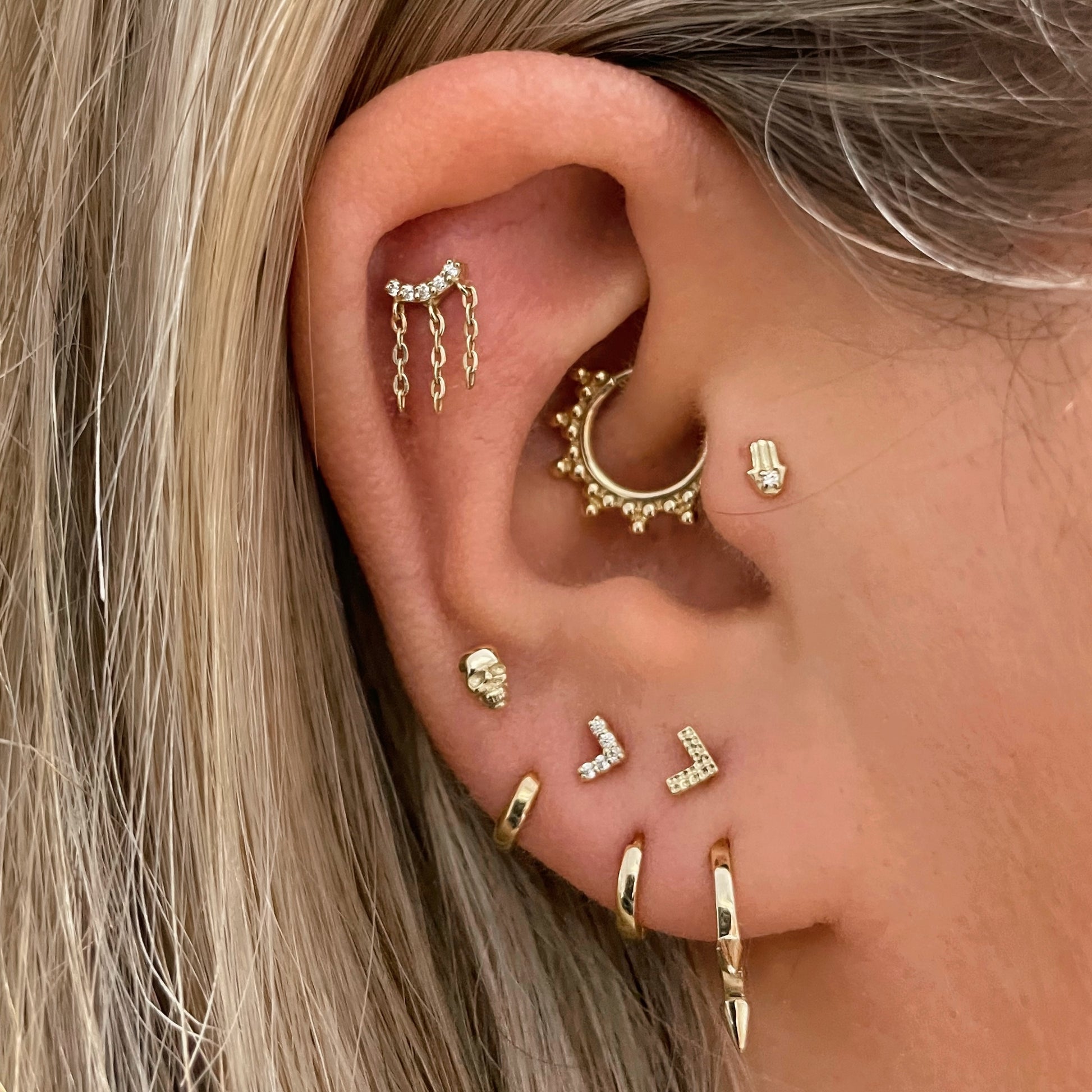 9k solid yellow gold 8mm plain spike huggie earring Huggies and Hoops Laura Bond Maria Tash