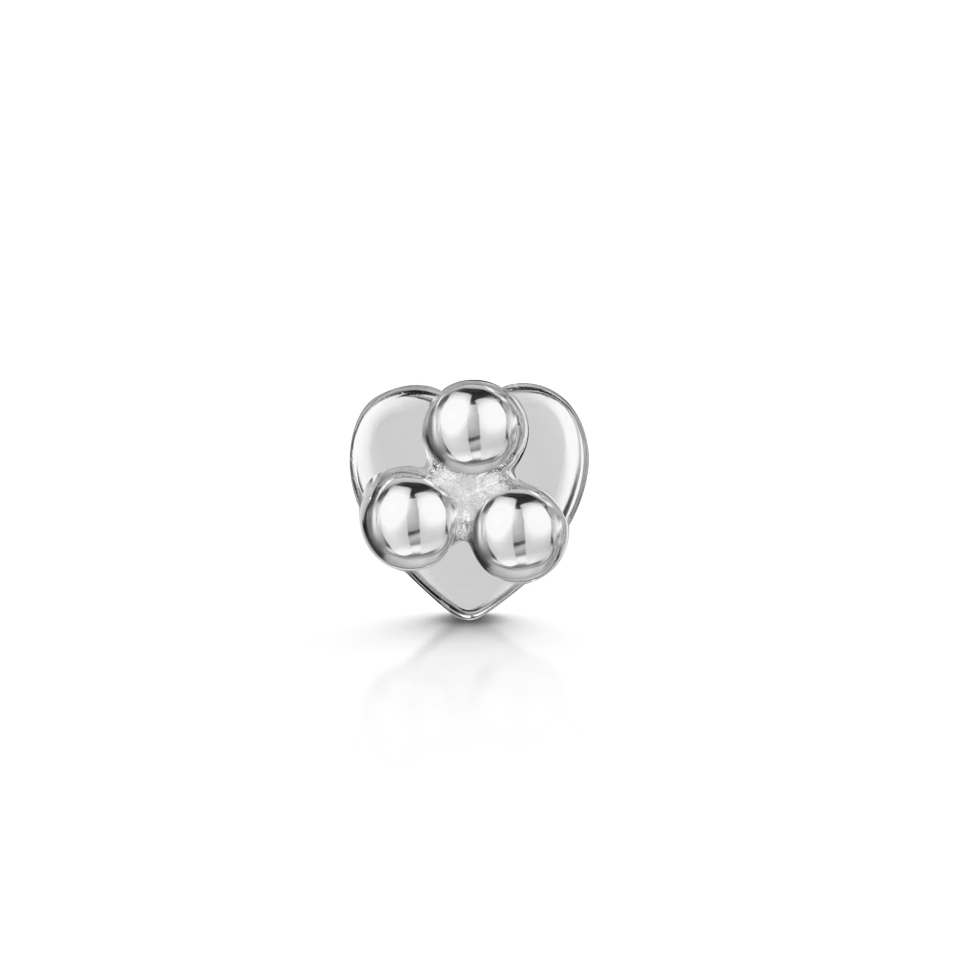 14k solid white gold triple dot flat back labret stud earring 8mm - LAURA BOND jewellery