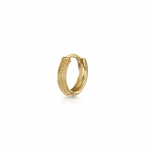 9k solid yellow gold mini bobble huggie earring