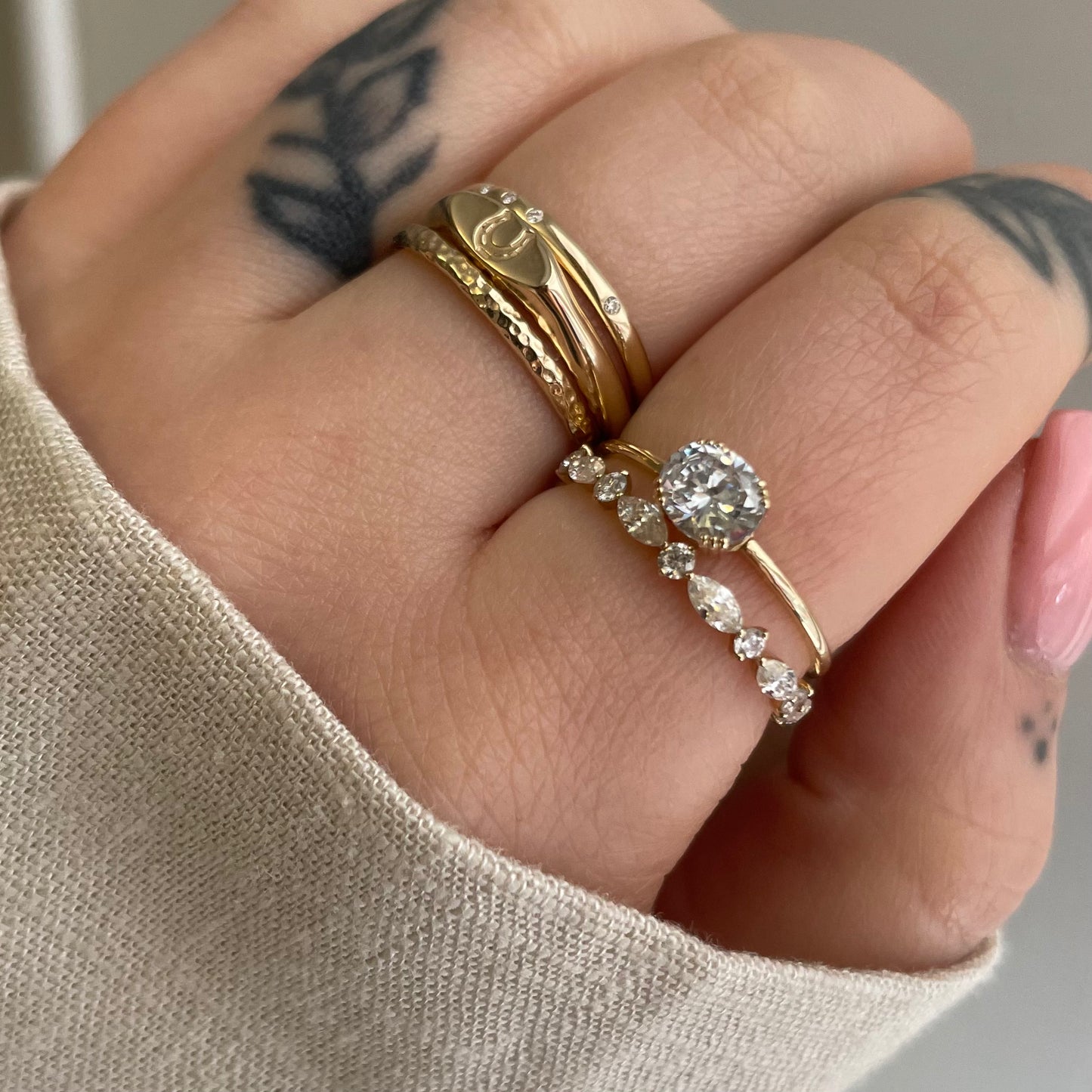 Oval ring with gold 2025 band