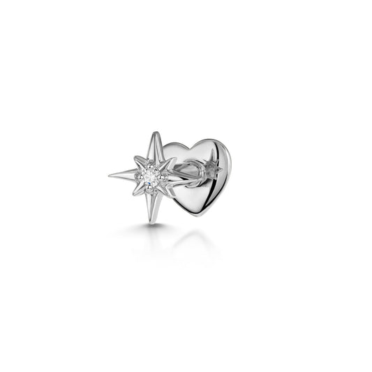 14k solid white gold North Star flat back labret stud earring 8mm Cartilage Studs Laura Bond Maria Tash astrid miyu