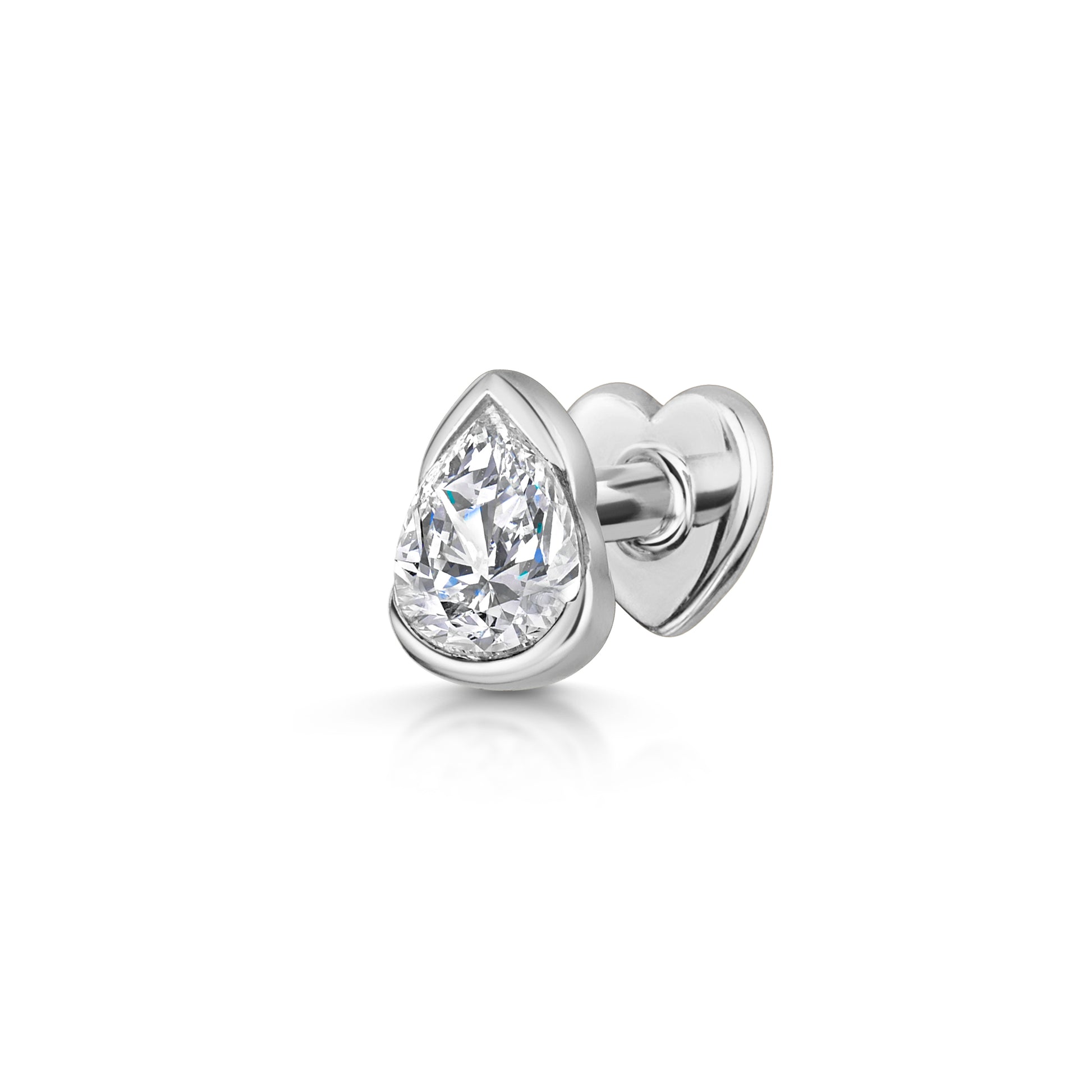 14k solid white gold gilded teardrop flat back labret stud earring 8mm - LAURA BOND jewellery