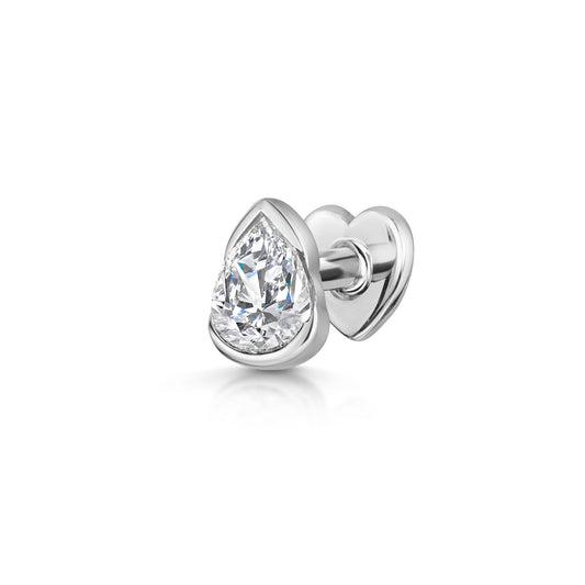 14k solid white gold gilded teardrop flat back labret stud earring 8mm - LAURA BOND jewellery