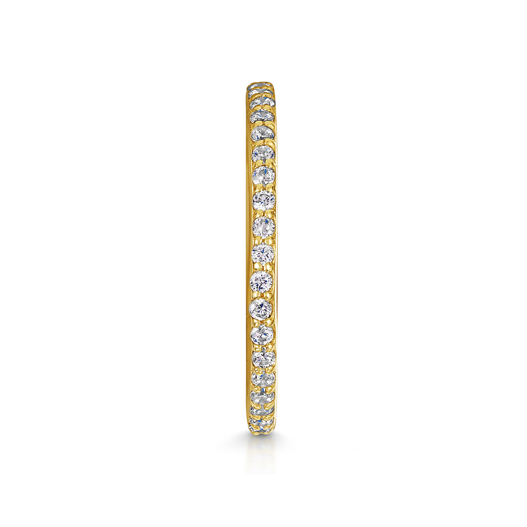 9k solid yellow gold 12mm crystal clicker hoop earring