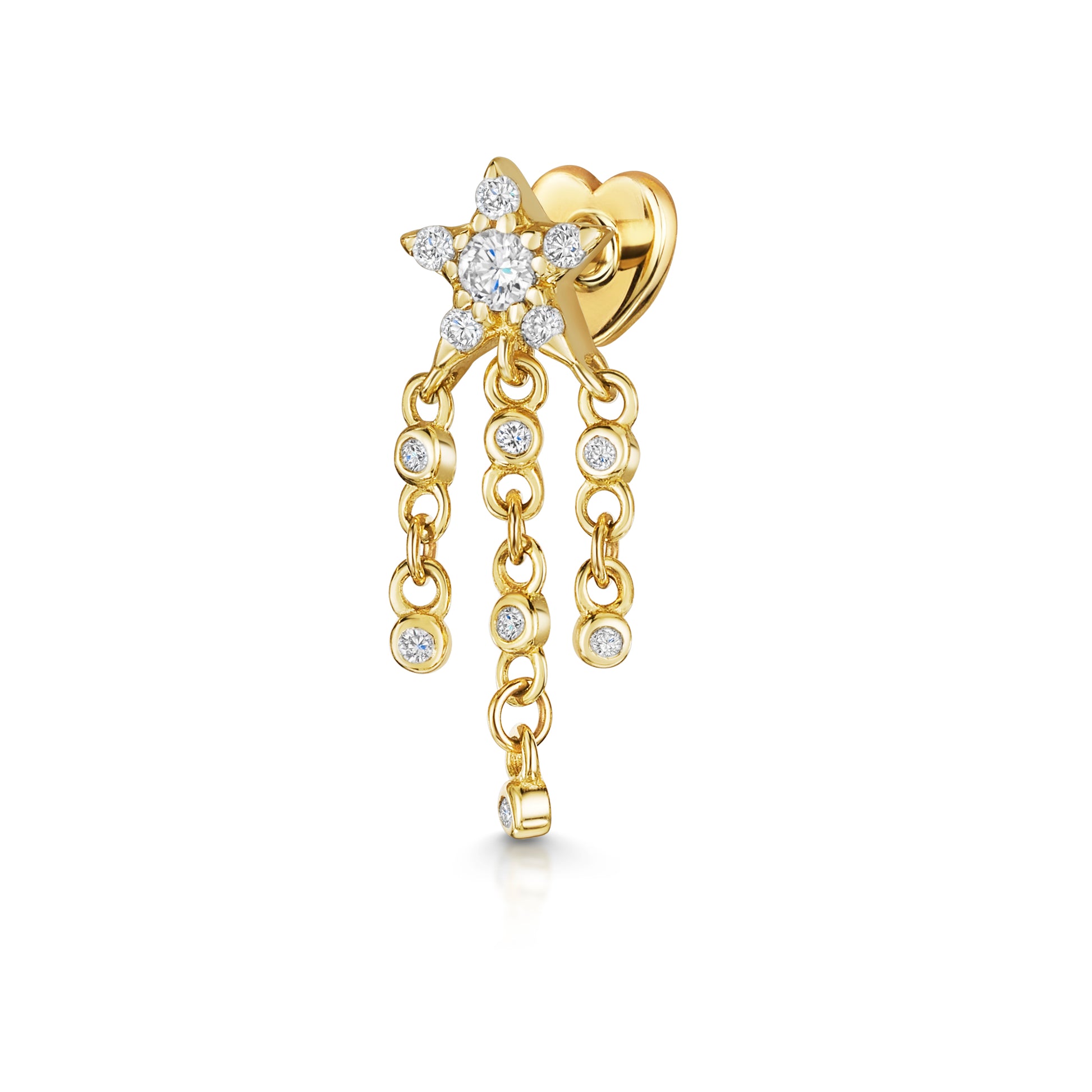 14k solid yellow gold shooting star flat back labret stud earring 8mm - LAURA BOND jewellery