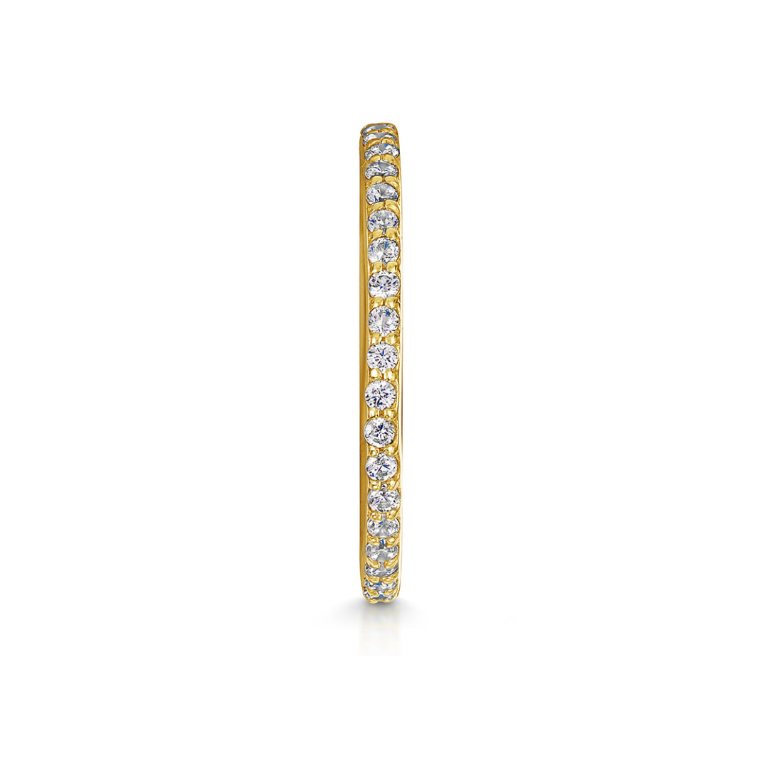 9k solid yellow gold 10mm crystal clicker hoop earring