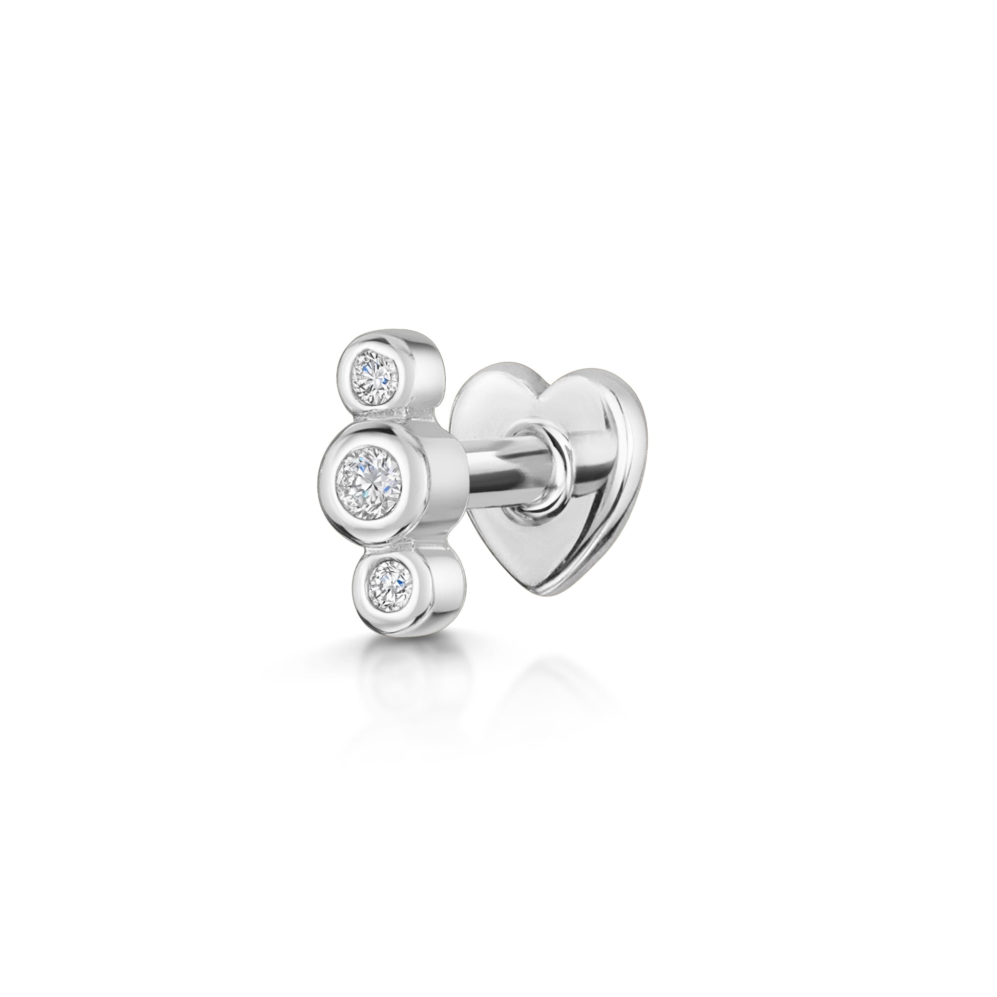14k solid white gold bon bon flat back labret stud earring 8mm - LAURA BOND jewellery