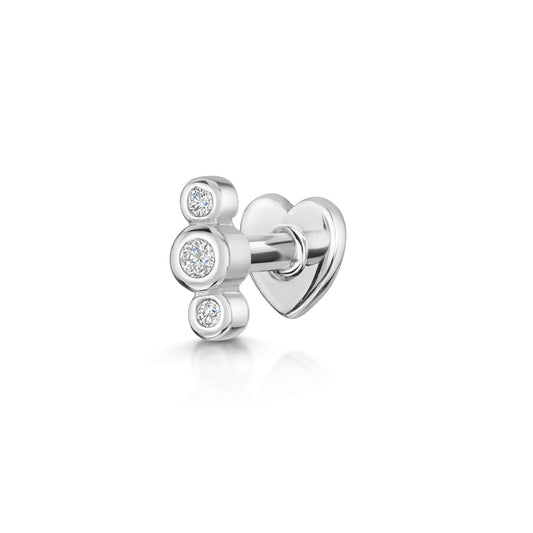 14k solid white gold bon bon flat back labret stud earring 8mm - LAURA BOND jewellery