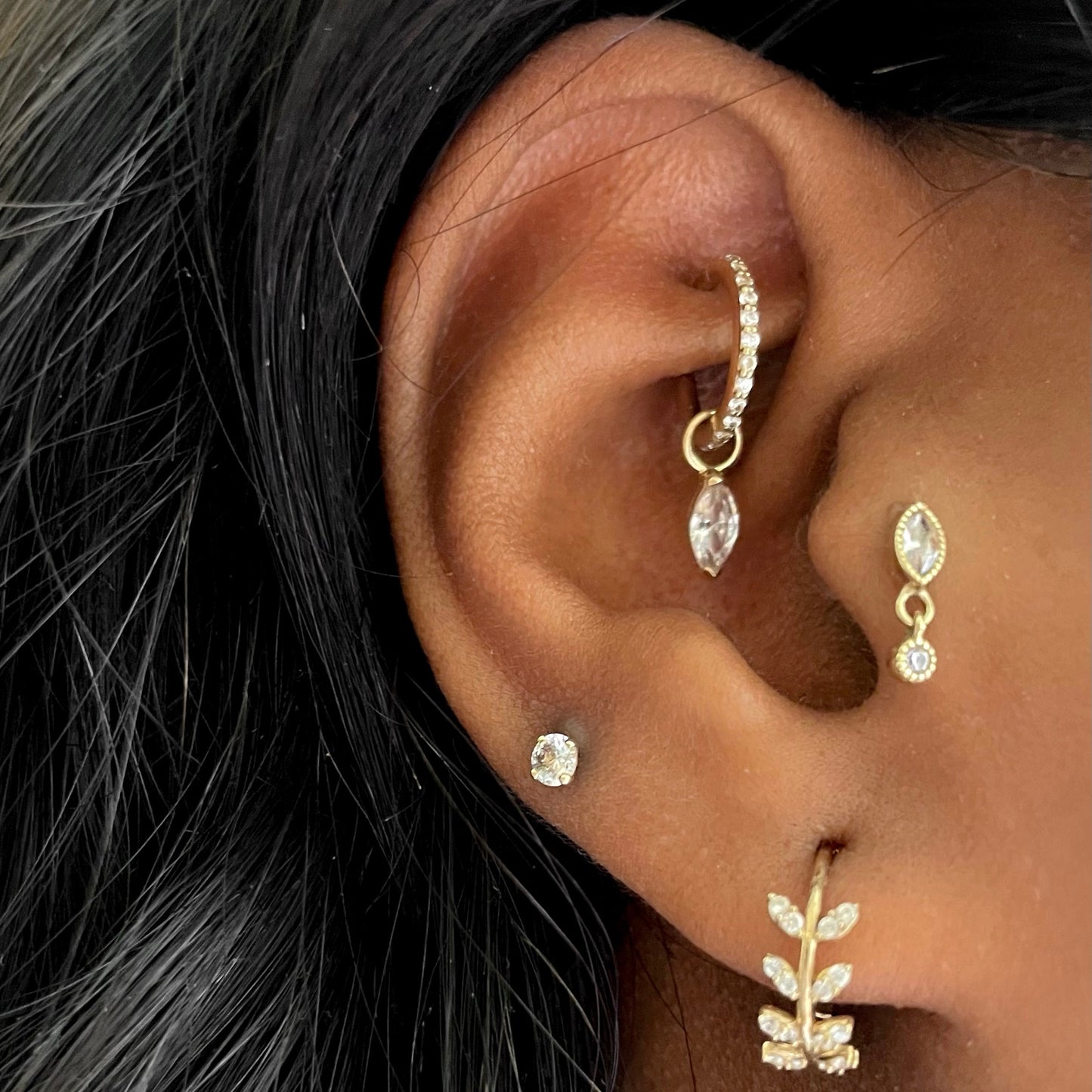 9k solid yellow gold 8mm crystal clicker hoop earring - LAURA BOND jewellery