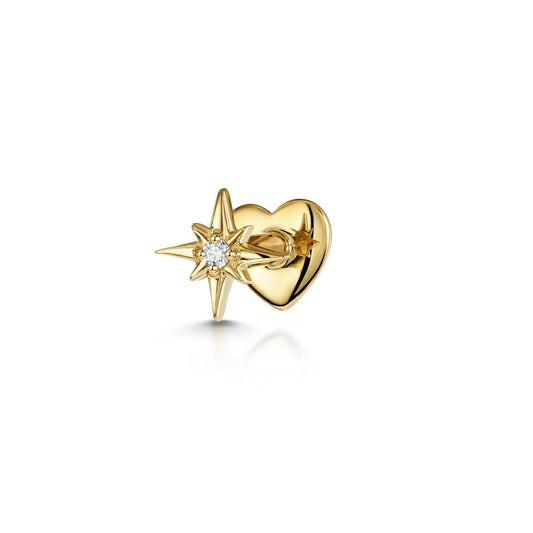 14k solid yellow gold North Star flat back labret stud earring 8mm Cartilage Studs Laura Bond Maria Tash astrid miyu