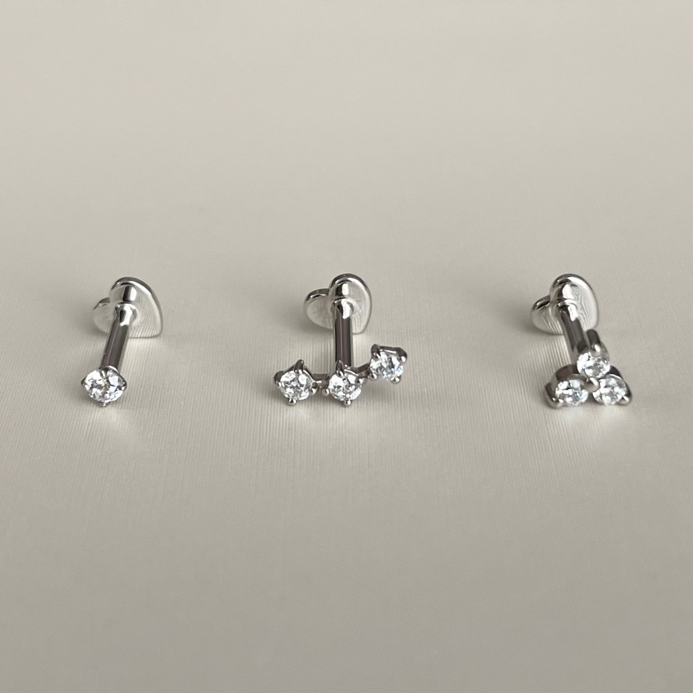 The classic stacking set - 9k solid white gold flat back labret stud earring set Stacking Sets Laura Bond Maria Tash