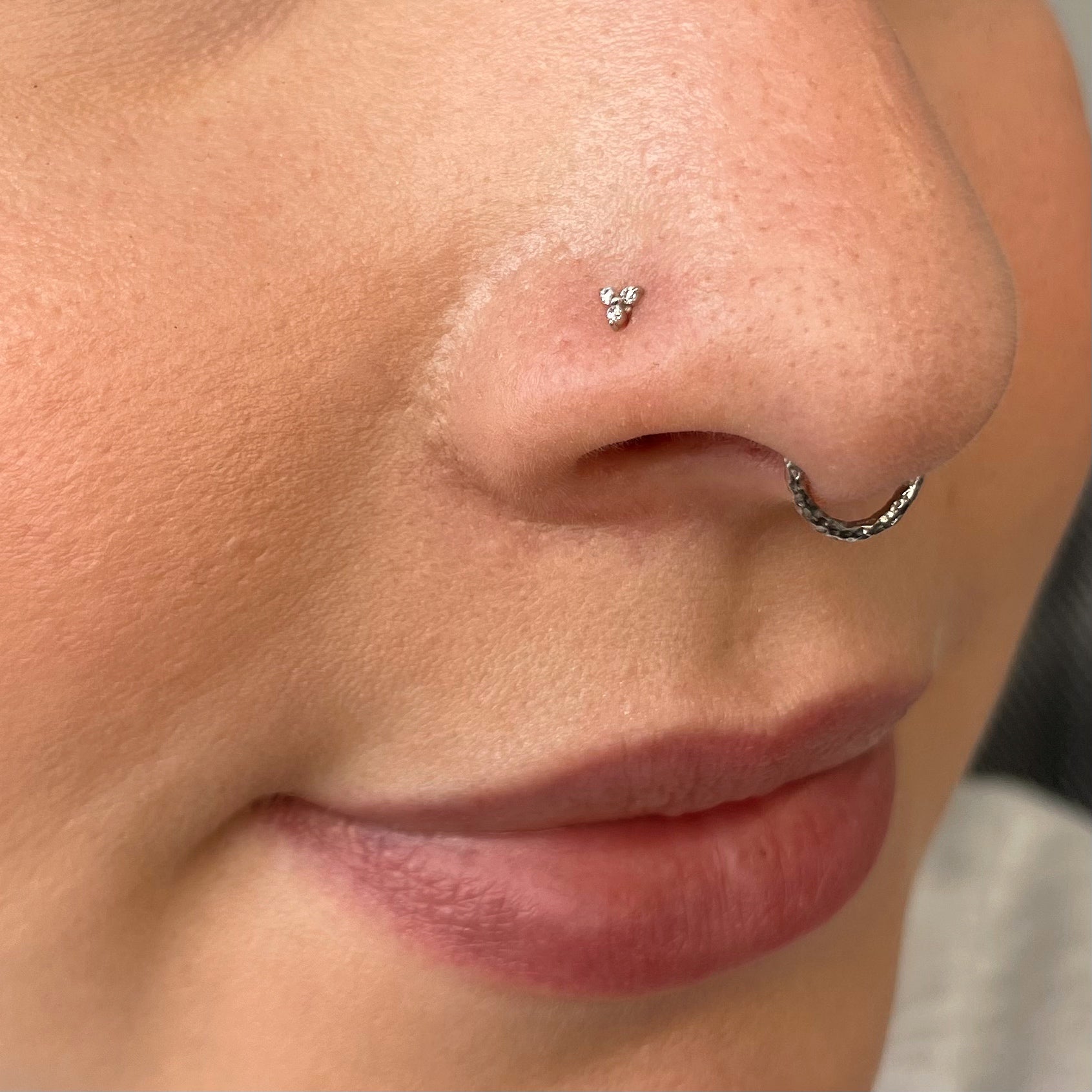 9k solid white gold tiny trio nose stud Laura Bond Maria Tash