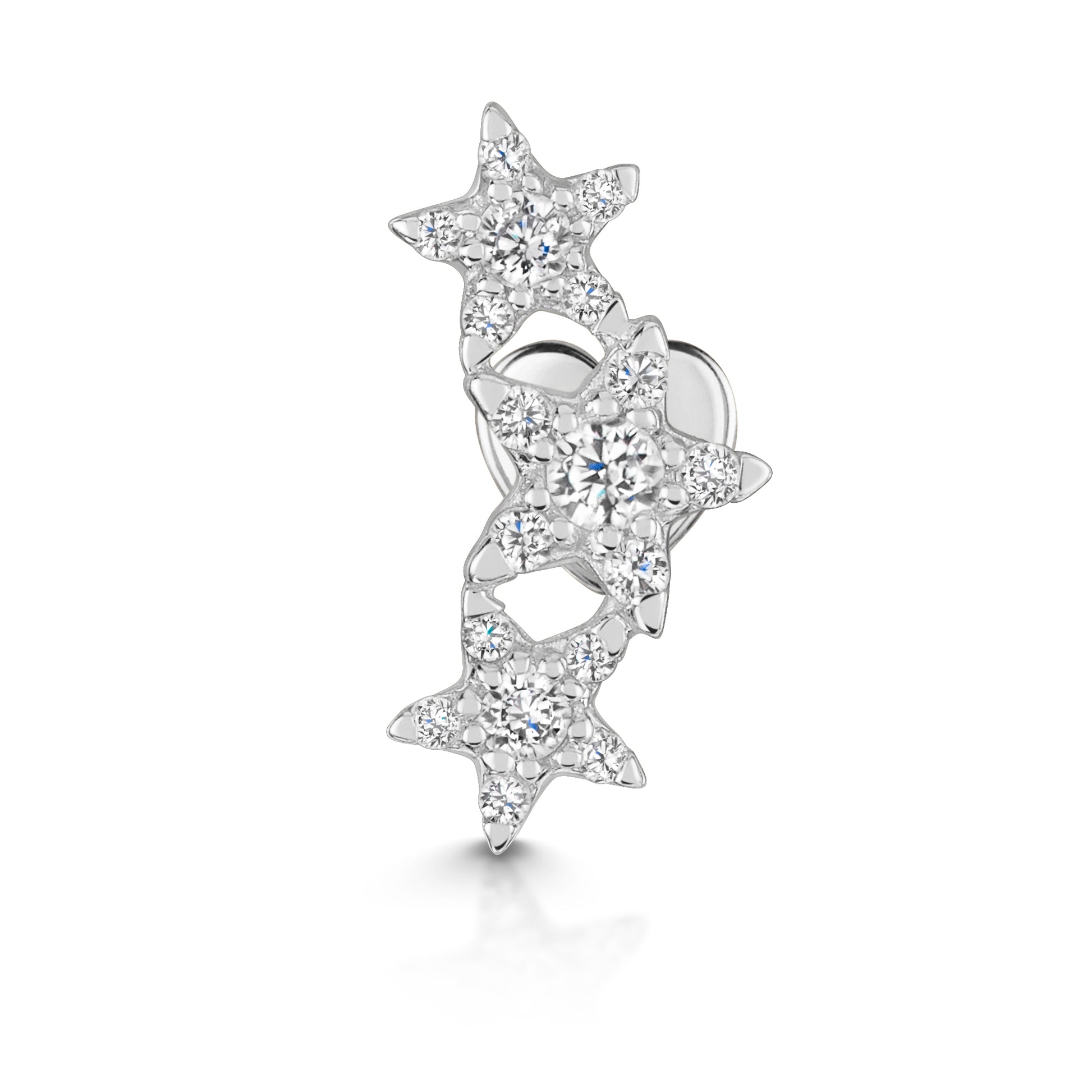 14k solid white gold star garland flat back labret stud earring 8mm - LAURA BOND jewellery