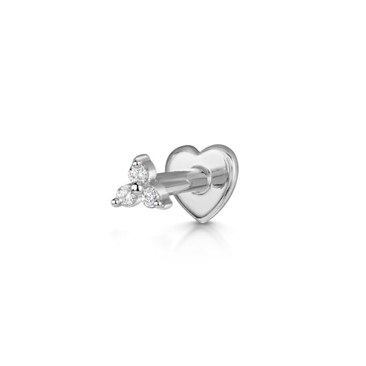 9k solid white gold tiny trio flat back labret stud earring 6mm Cartilage Studs Laura Bond Maria Tash
