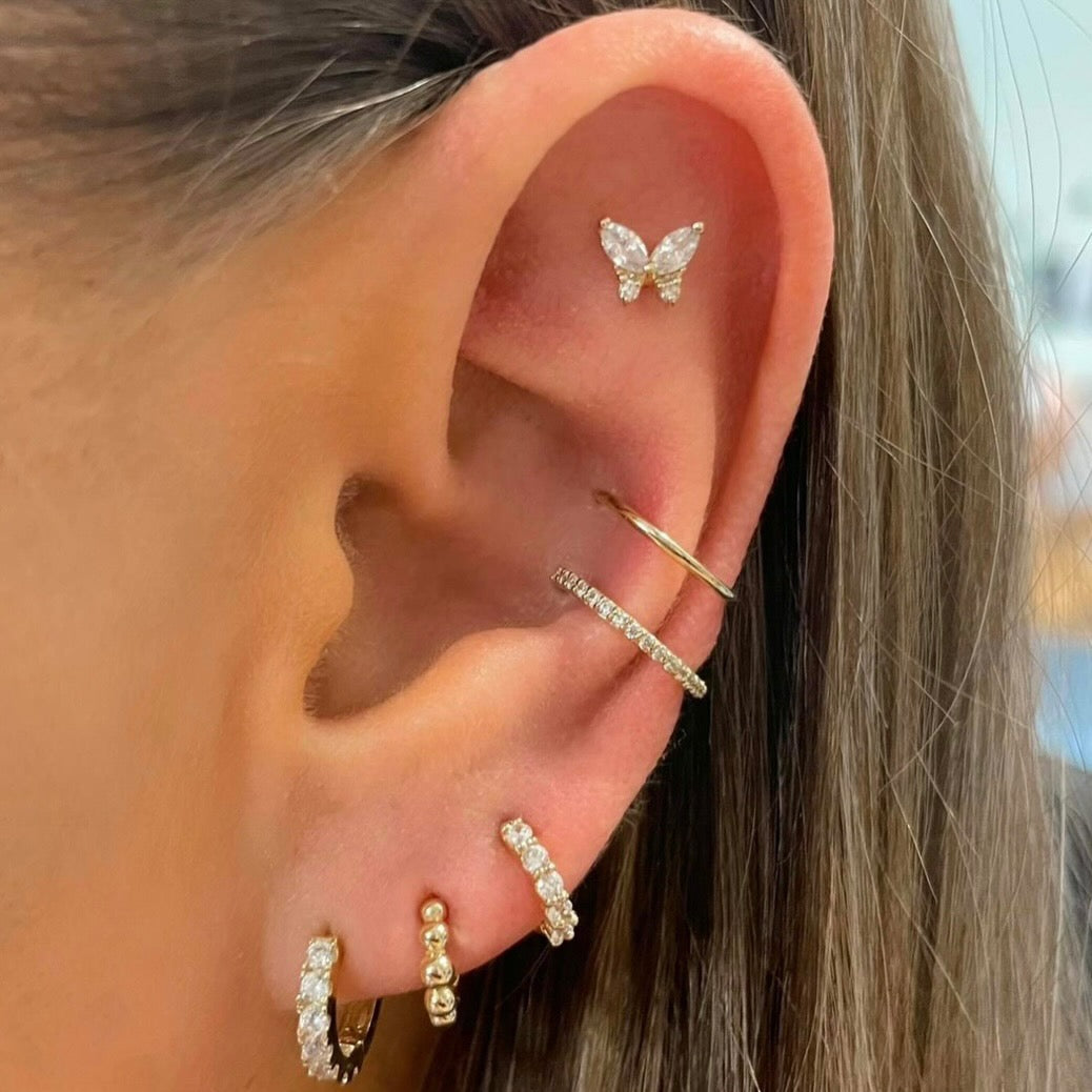 14k solid yellow gold conch hoop earring - LAURA BOND jewellery
