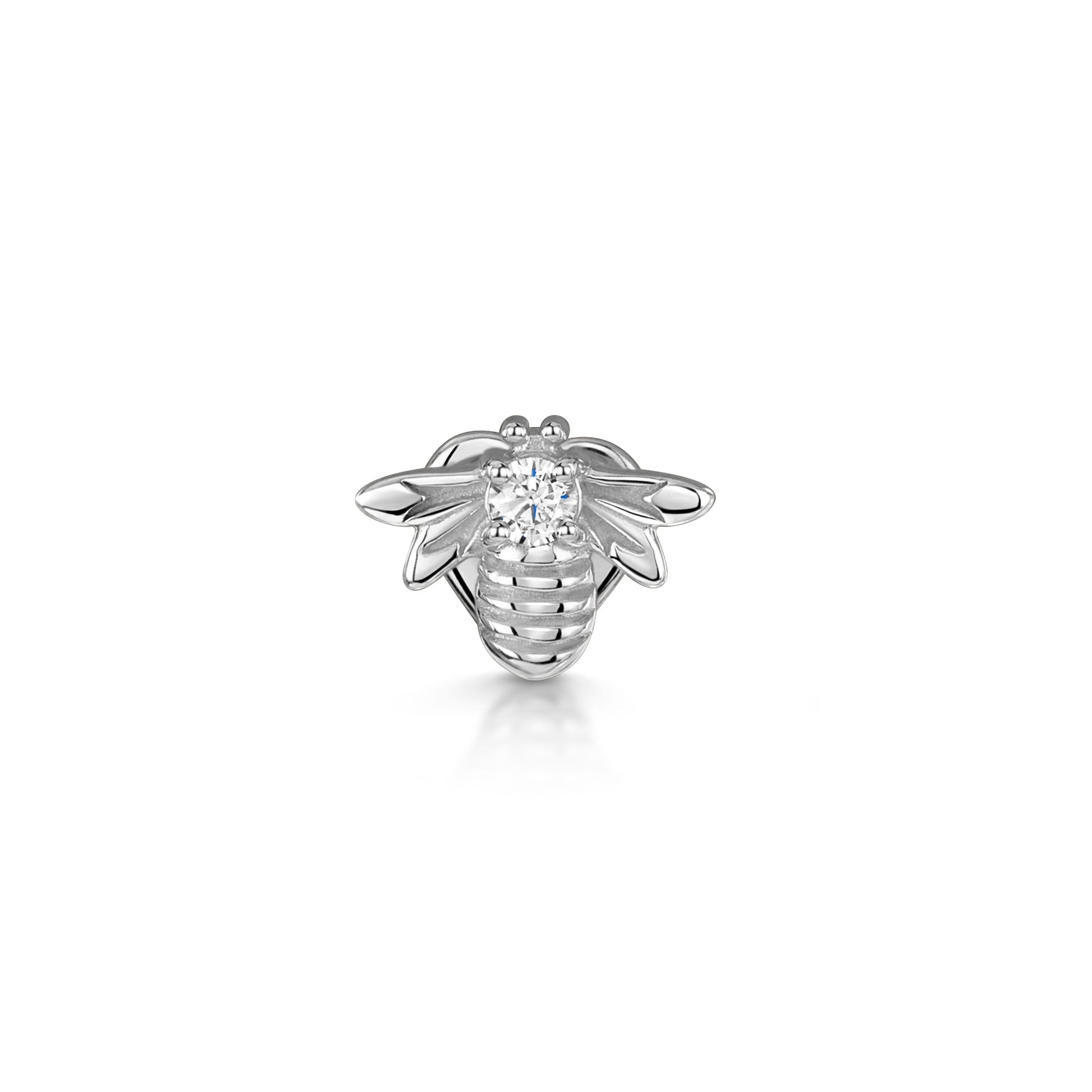 14k solid white gold bee flat back labret stud earring 8mm Cartilage Studs Laura Bond Maria Tash