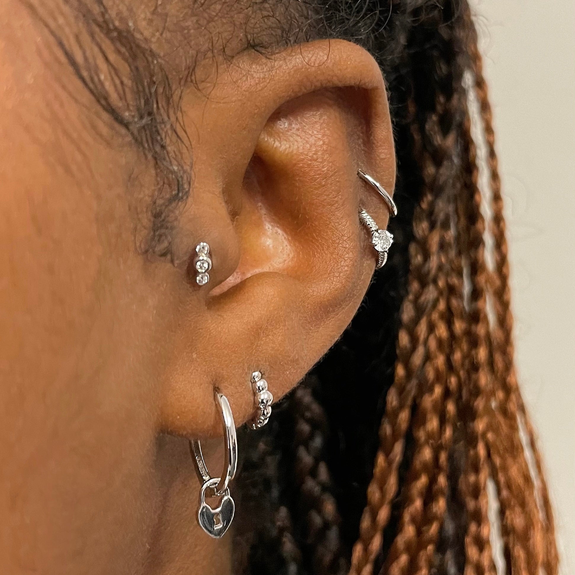 14k solid white gold bon bon flat back labret stud earring 8mm - LAURA BOND jewellery