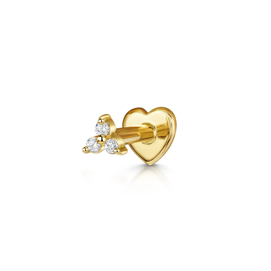 9k solid yellow gold tiny trio flat back labret stud earring 6mm Cartilage Studs Laura Bond Maria Tash