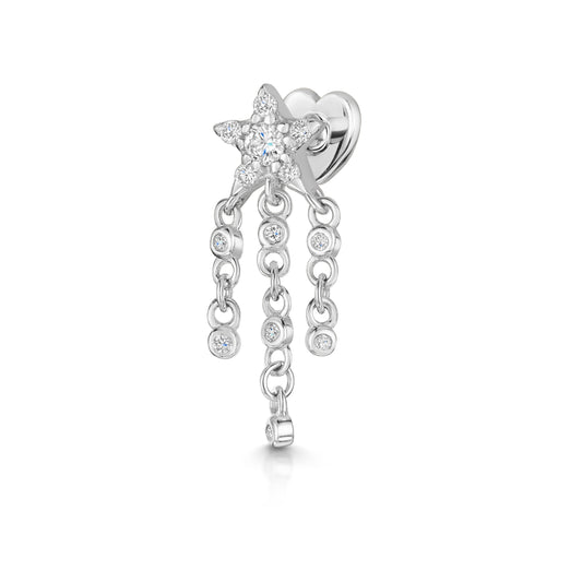 14k solid white gold shooting star flat back labret stud earring 8mm Cartilage Studs Laura Bond Maria Tash