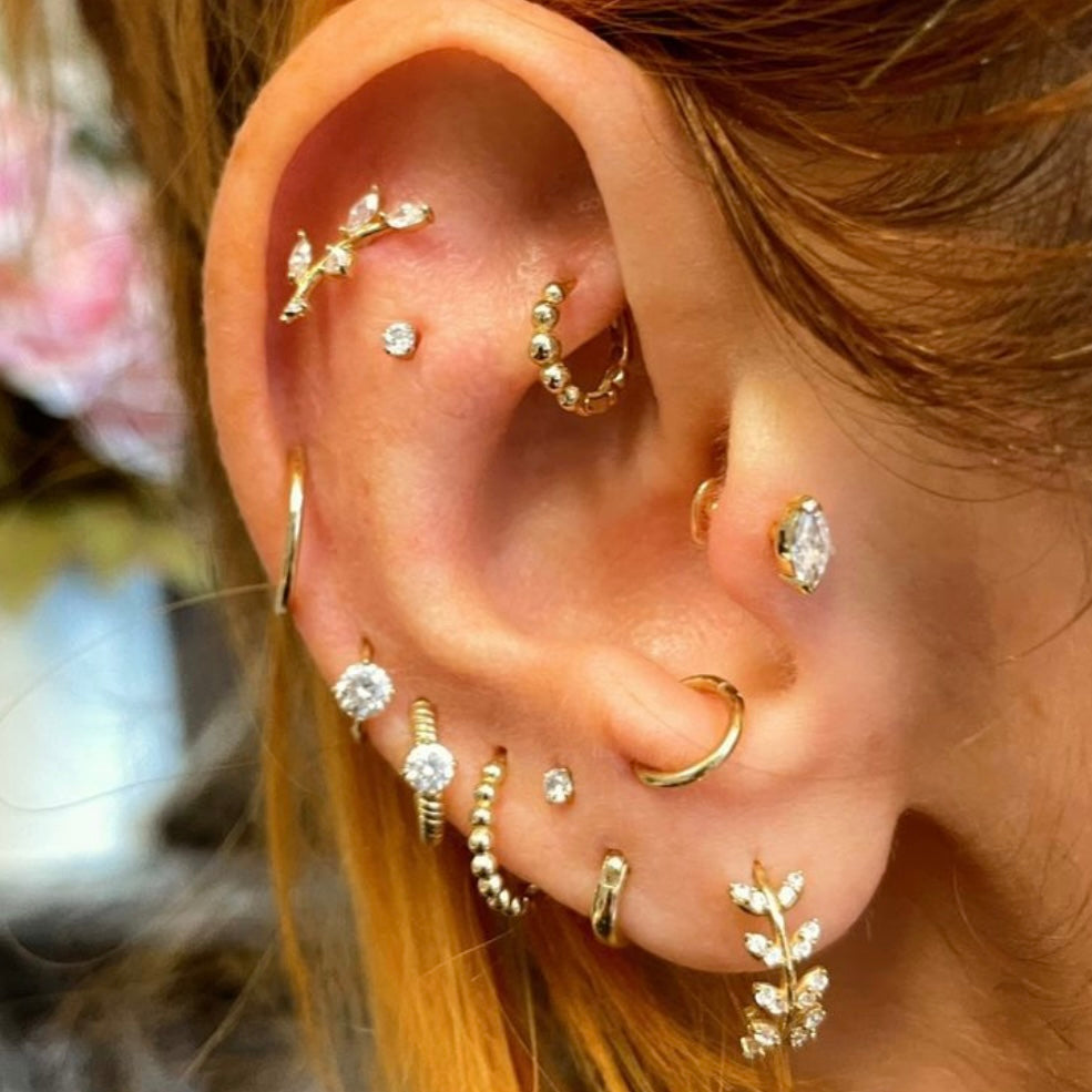 9k solid yellow gold 6mm 16g clicker hoop earring