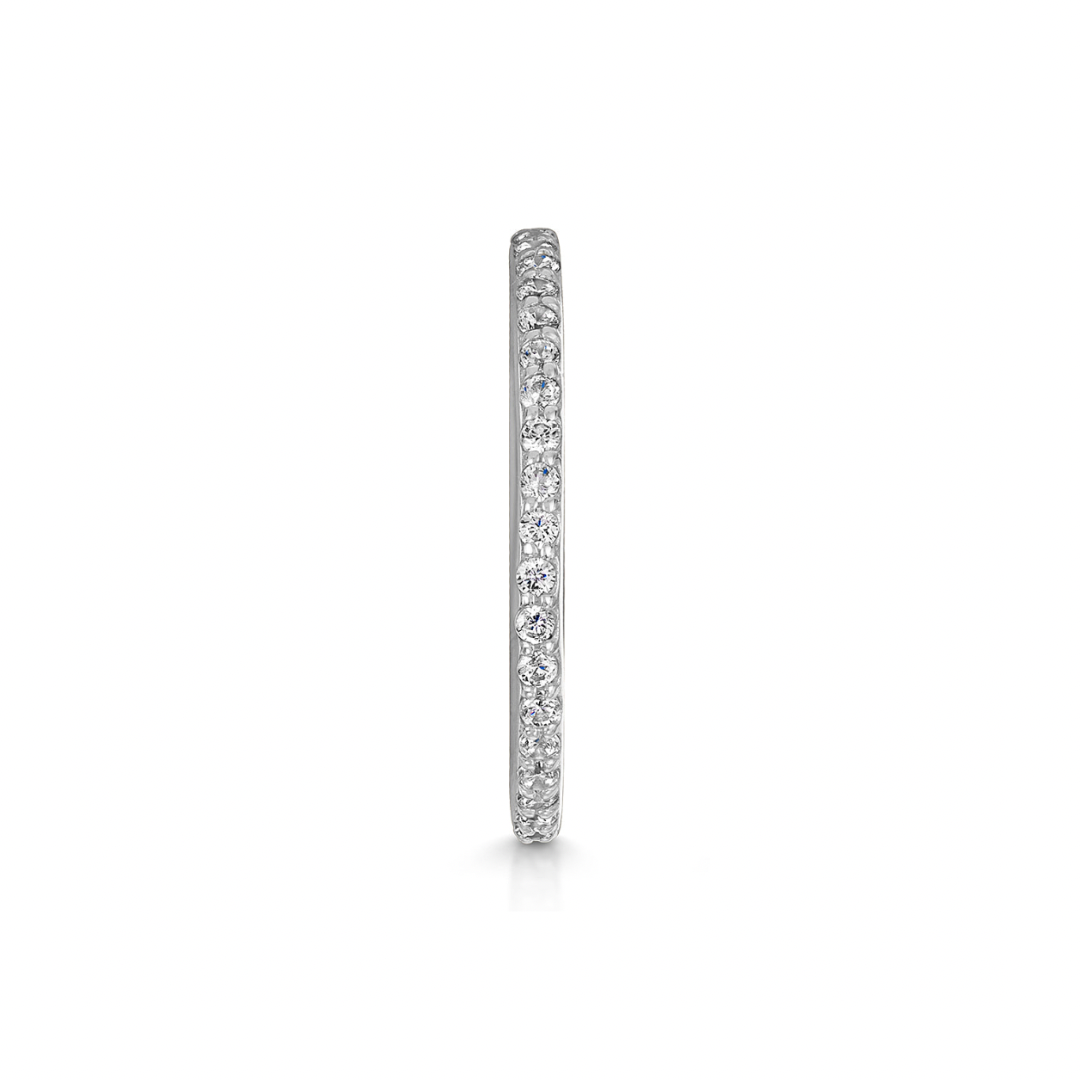 9k solid white gold 10mm crystal clicker hoop earring