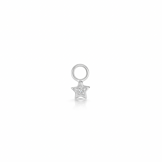 9k solid white gold tiny Nova star charm