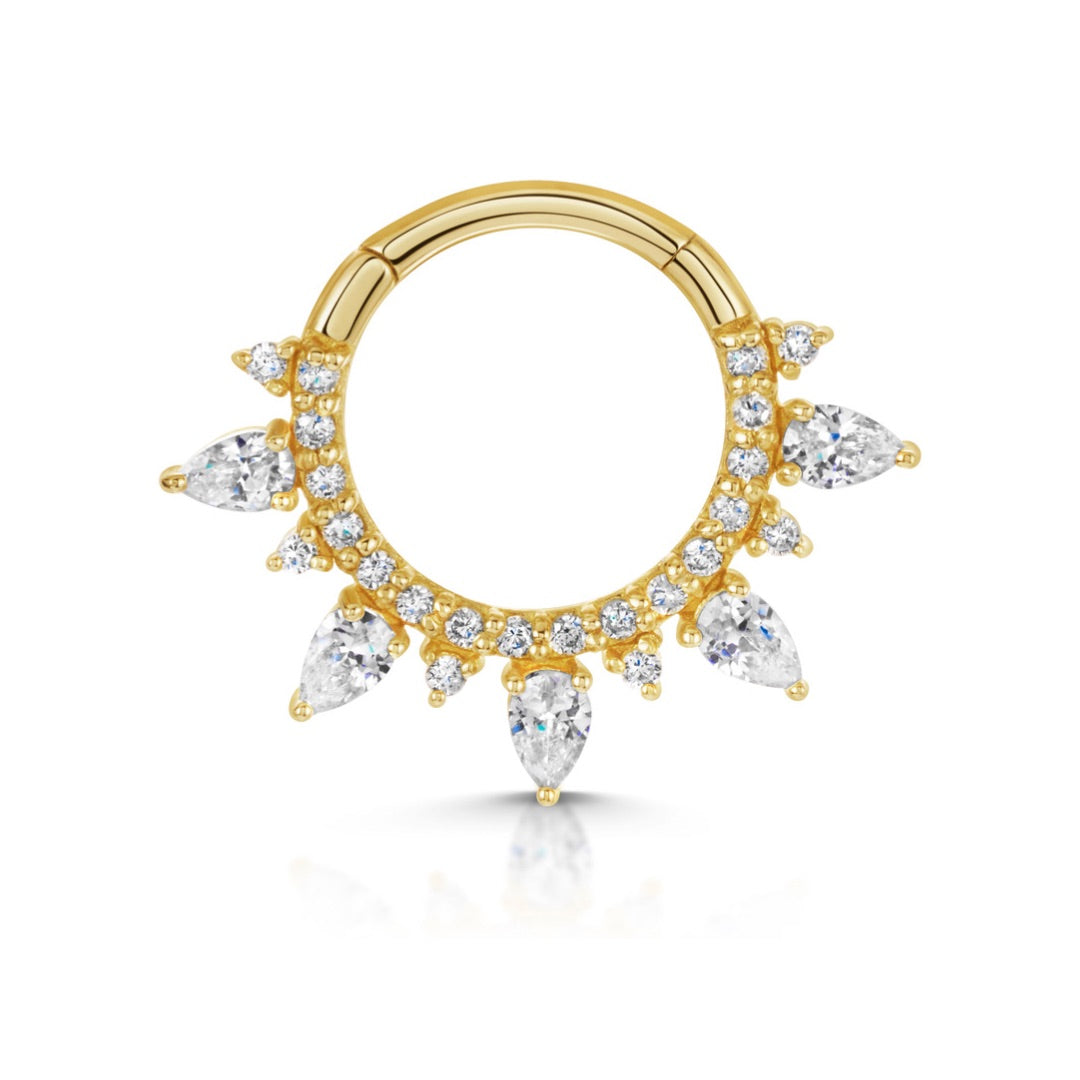 9k solid yellow gold Isolde hoop for daith or septum