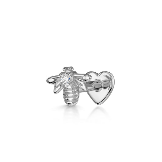 9k solid white gold bee flat back labret stud earring 6mm Cartilage Studs Laura Bond Maria Tash astrid miyu