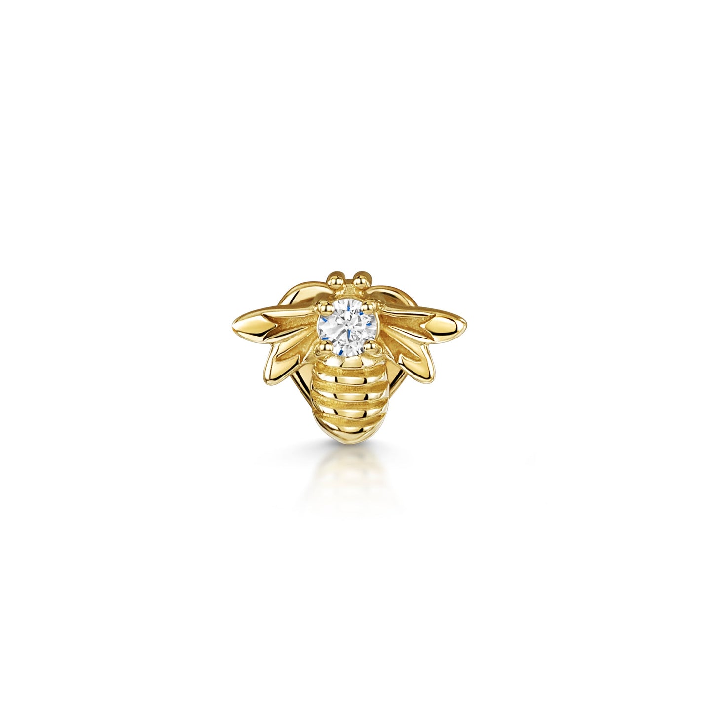 14k solid yellow gold bee flat back labret stud earring 8mm Cartilage Studs Laura Bond Maria Tash