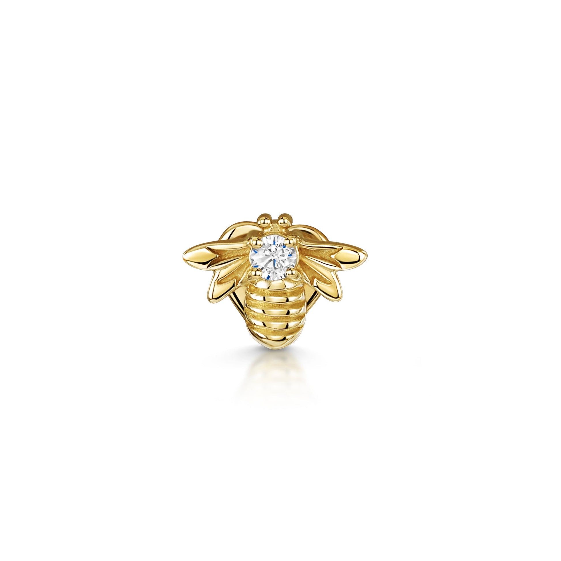 14k solid yellow gold bee flat back labret stud earring 8mm Cartilage Studs Laura Bond Maria Tash