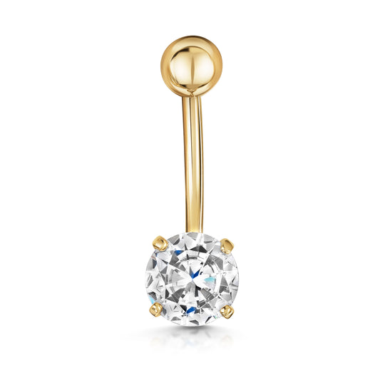 9k solid yellow gold brilliant cut crystal banana bar for belly button Banana Bars Laura Bond Maria Tash astrid miyu