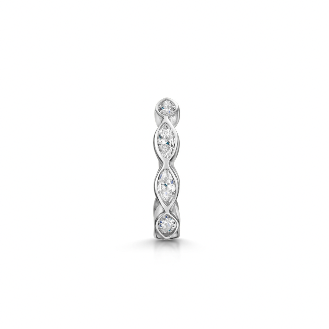 9k solid white gold 8mm 16g marquise crystal clicker hoop earring Huggies and Hoops Laura Bond Maria Tash astrid miyu