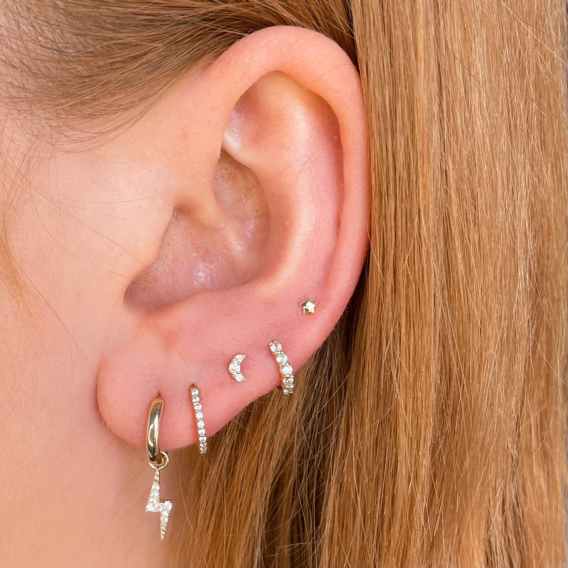 9k solid yellow gold tiny star flat back labret stud - LAURA BOND jewellery