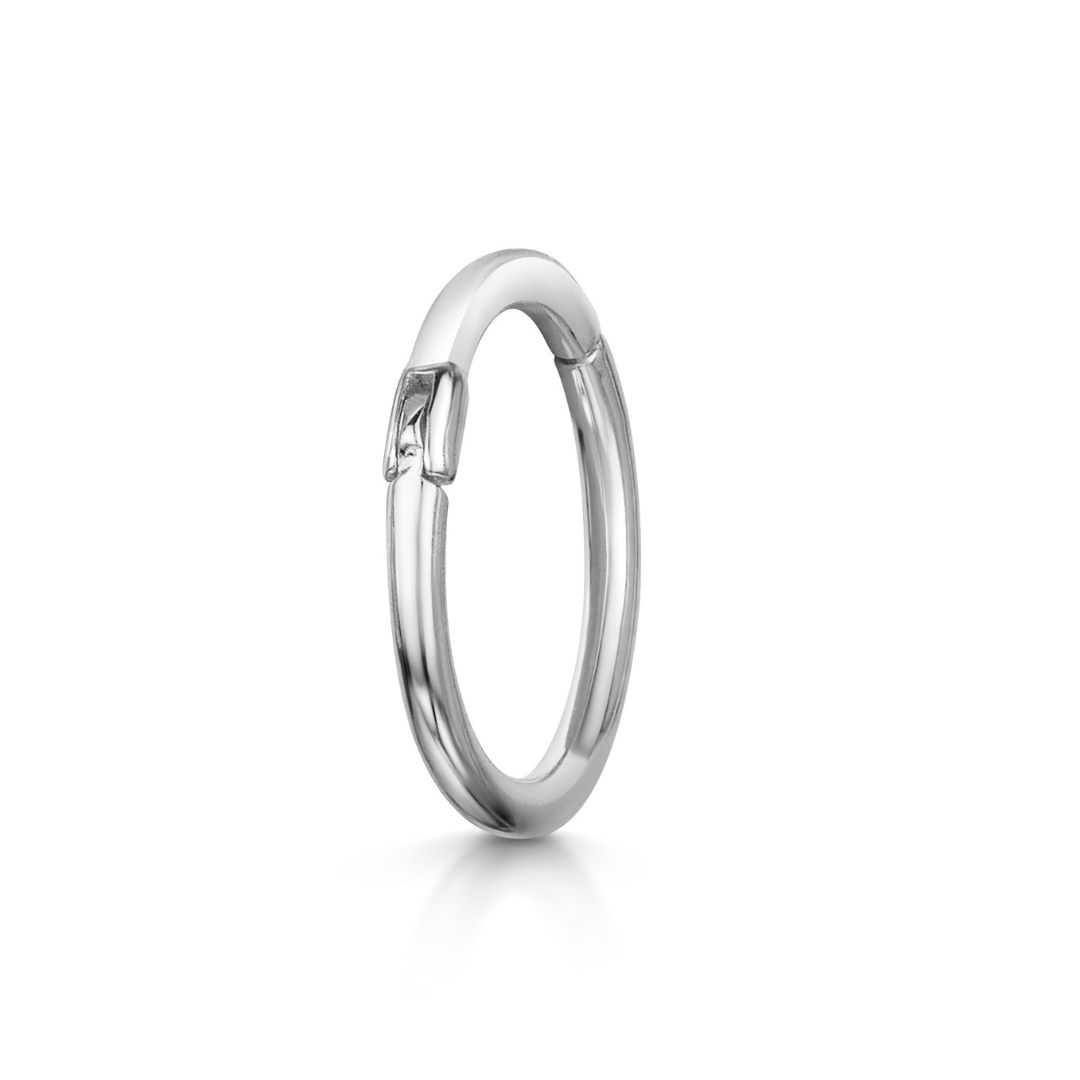 9k solid white gold 10mm 16g clicker hoop earring