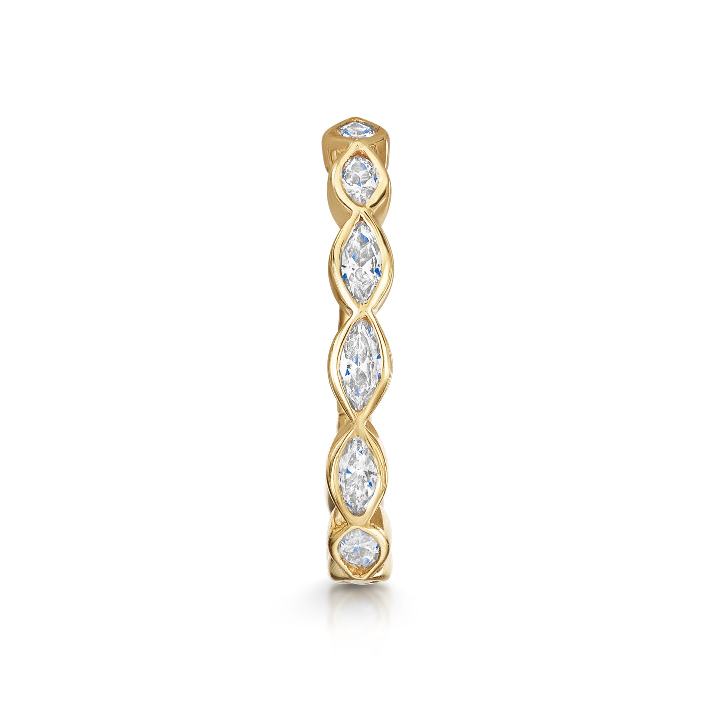 9k solid yellow gold 12mm marquise crystal clicker hoop earring