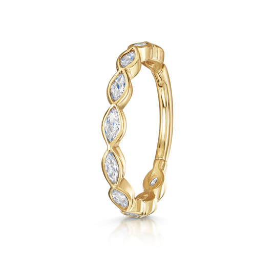 9k solid yellow gold 12mm 16g marquise crystal clicker hoop earring Huggies and Hoops Laura Bond Maria Tash astrid miyu