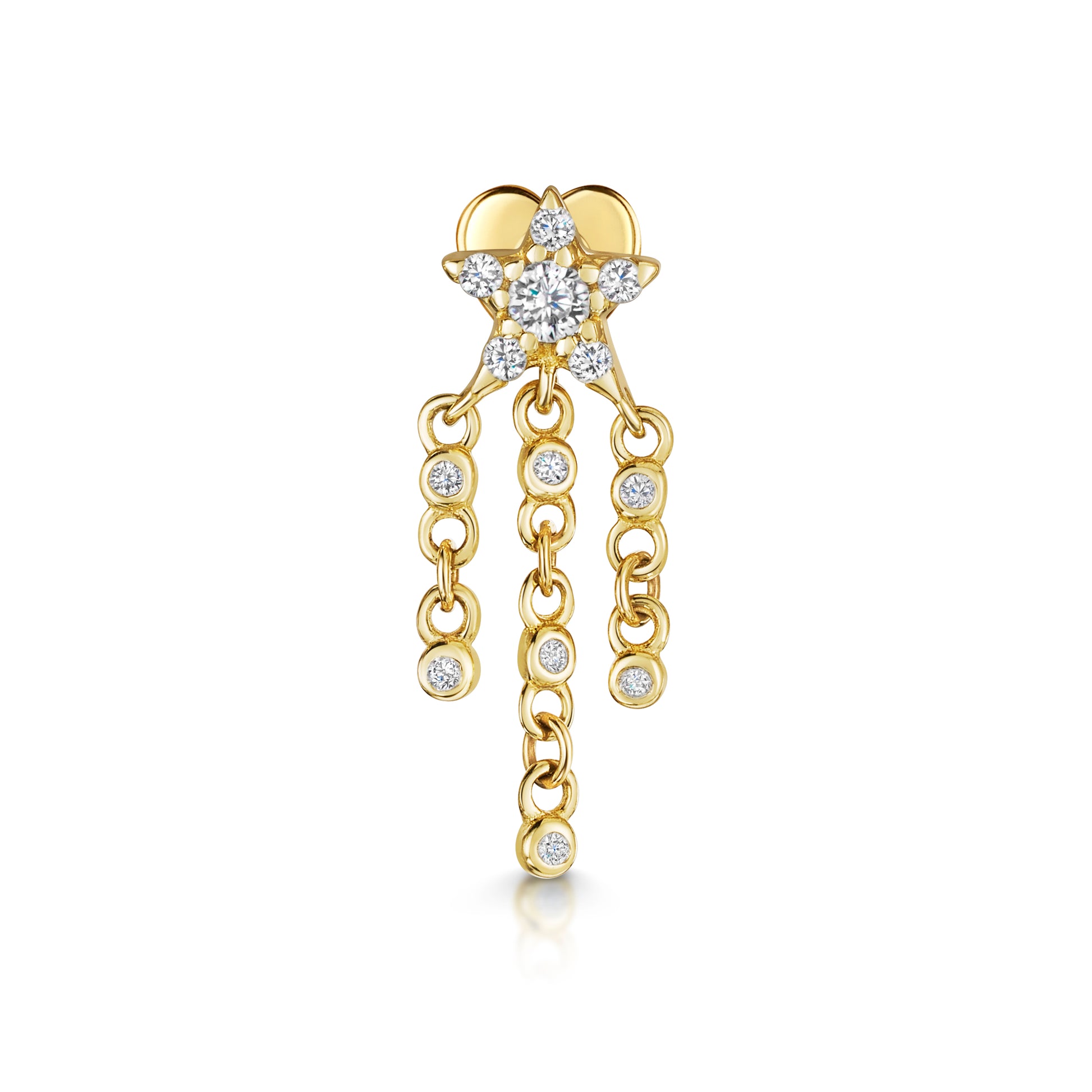 14k solid yellow gold shooting star flat back labret stud earring 8mm - LAURA BOND jewellery