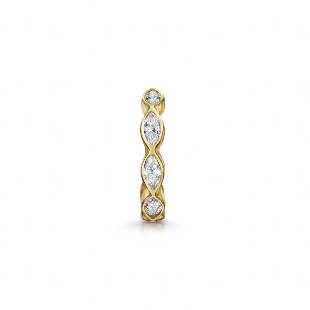 9k solid yellow gold 8mm 16g marquise crystal clicker hoop earring Huggies and Hoops Laura Bond Maria Tash astrid miyu