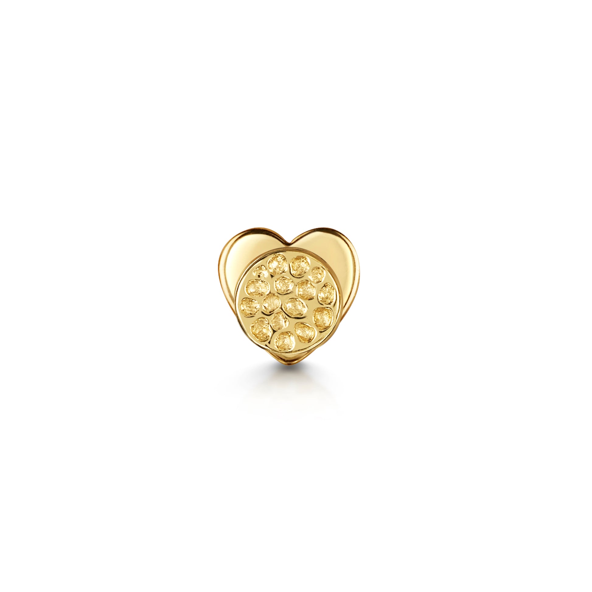 14k solid yellow gold hammered disc flat back labret stud earring 8mm - LAURA BOND jewellery