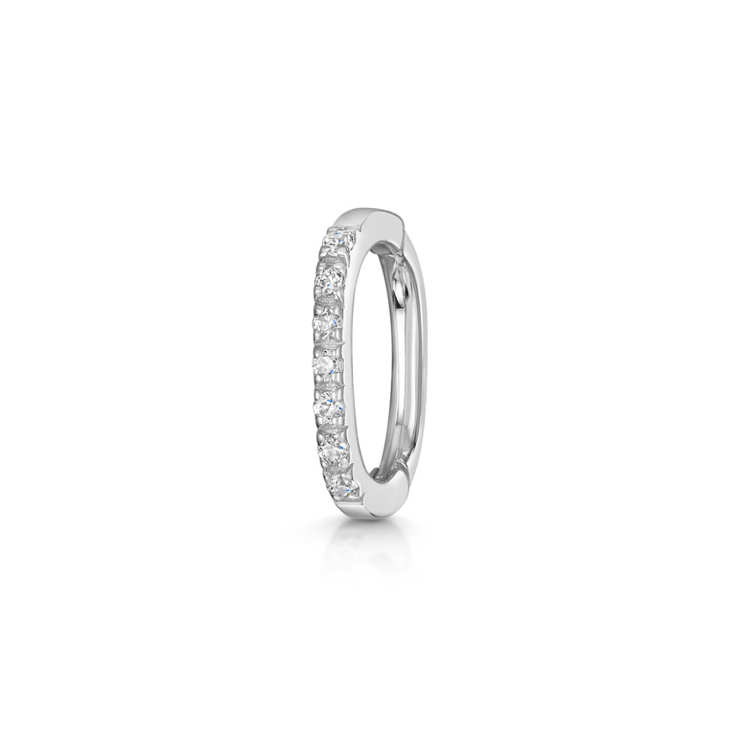 9k solid white gold 7mm 16g crystal oval rook clicker hoop Huggies and Hoops Laura Bond Maria Tash
