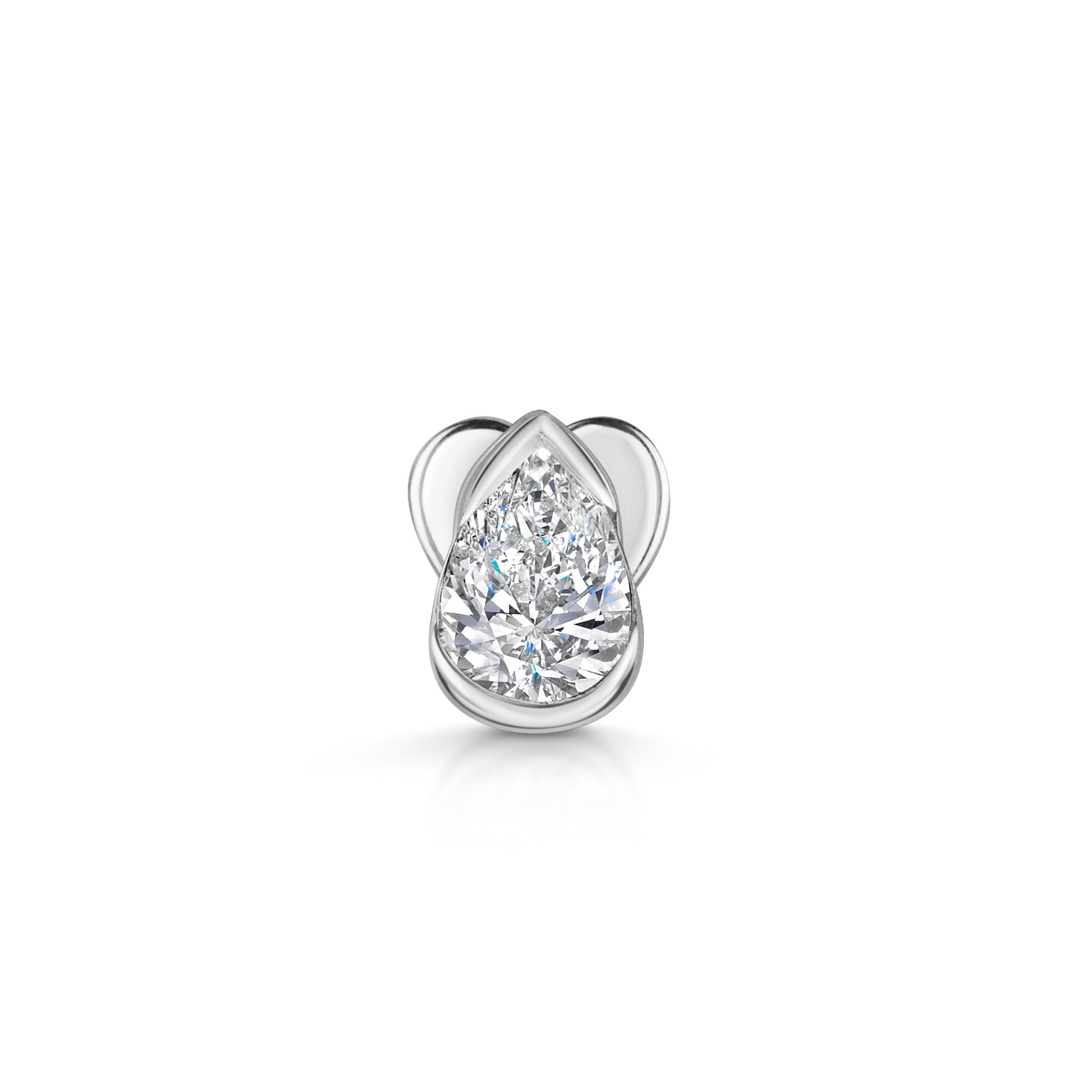 14k solid white gold gilded teardrop flat back labret stud earring 8mm - LAURA BOND jewellery