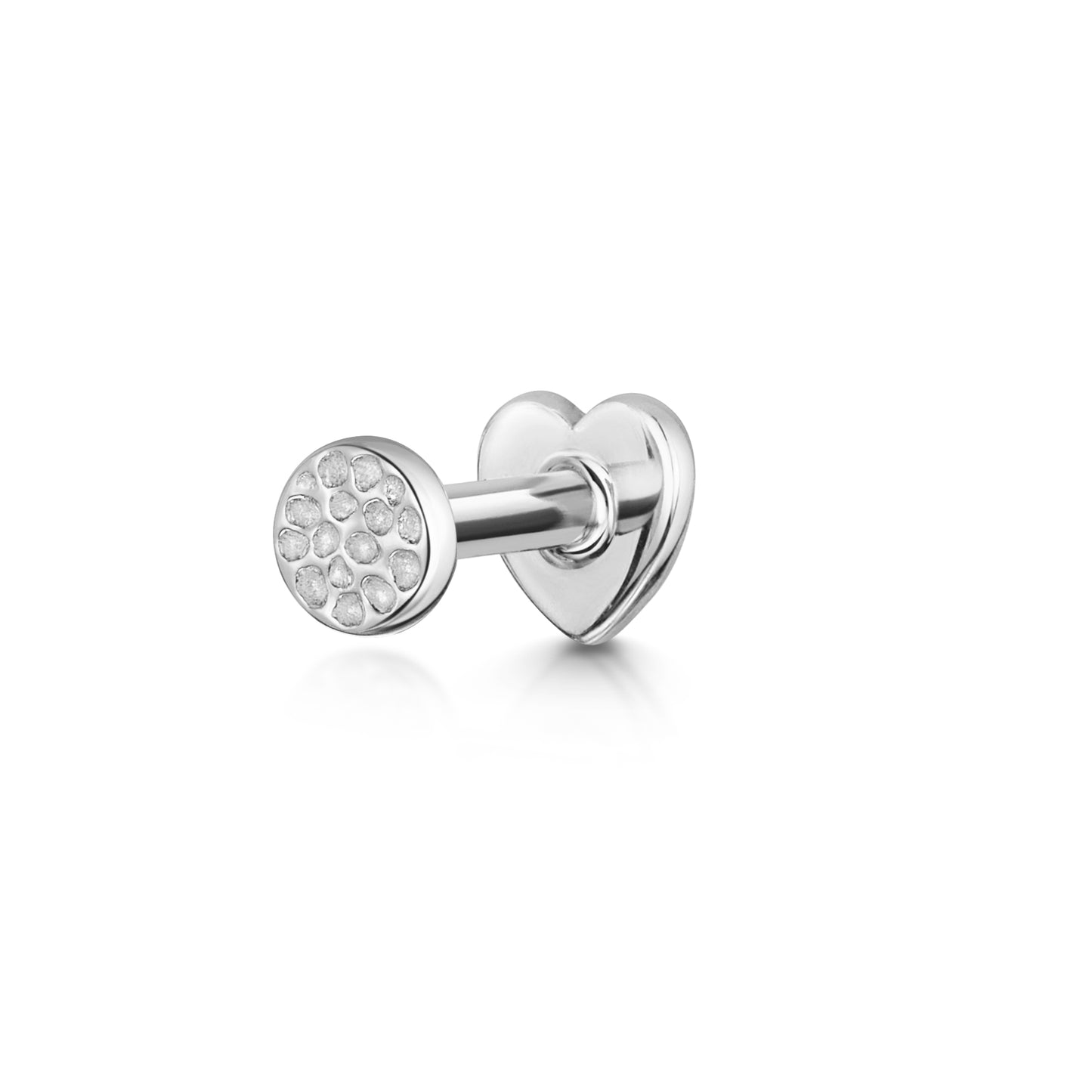 14k solid white gold hammered disc flat back labret stud earring 8mm - LAURA BOND jewellery